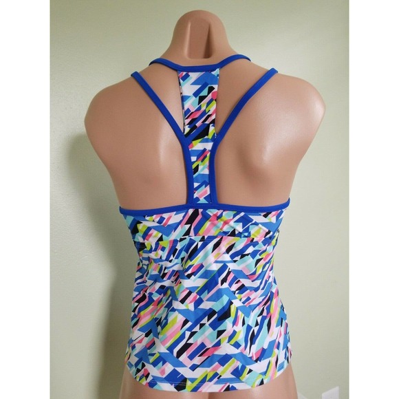 Go by Gossip Crossed Signals printed racer back tankini top size M - Picture 4 of 4